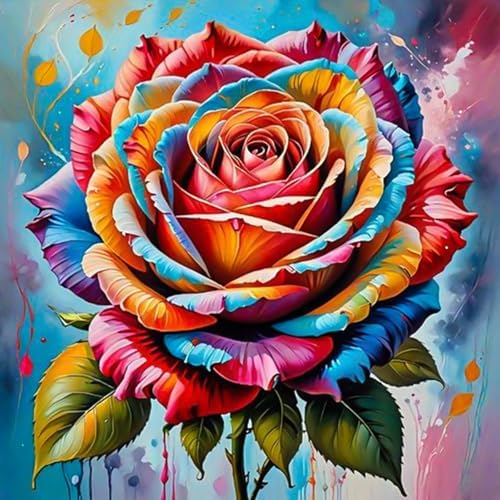 Diamond Art Kits for Adults & Beginners, Colorful Rose Diamond Painting Kit