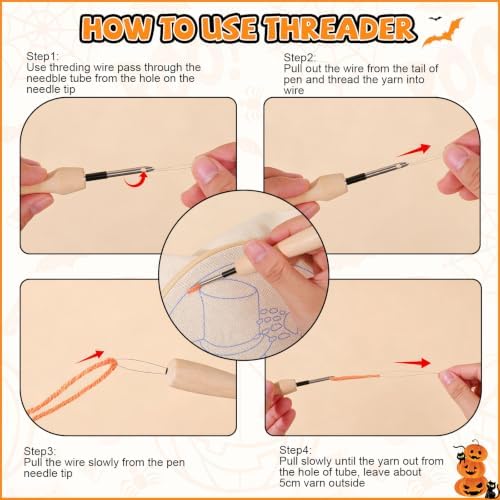 Halloween Punch Needle Kit Beginners Pumpkin Stitching Kit for Craft Lover