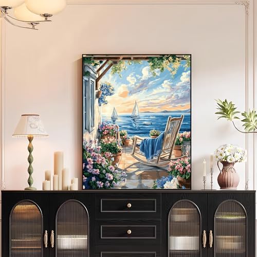 XTCIXAL Paint by Numbers Kit for Adults, Beach, 16X20 Inch
