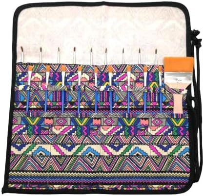 Funny live Paint Brush Holder Art Supplies, Artist Brush Holder & Storage Organizer Roll-Up Case Bag, Protect Acrylic Oil Watercolor Paintbrushes (Bohemian 20 Slot Pockets)