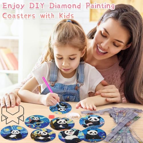 Leatrice 8 Pcs Diamond Art Coasters Small Diamond Painting Kits for Adults