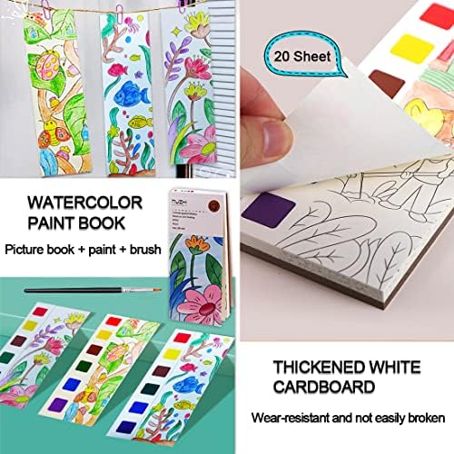 JUNQIU Watercolor Coloring Books for Kids Ages 4-8, Pocket Watercolor Painting Book for Toddlers, Easter Basket Stuffers For Girls Boys, Stocking Stuffers For Kids