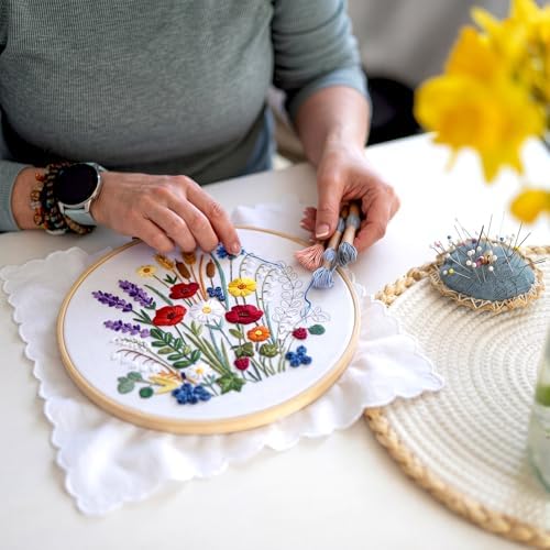 Yinder 5 Set Needlepoint Kits for Beginners Hoops Patterns,Flowers