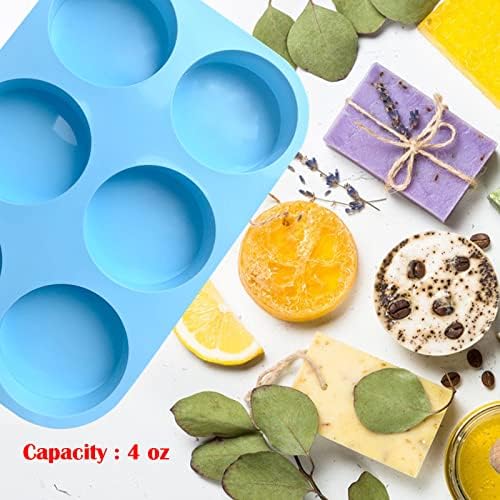 Round Soap Molds for Soap Making,4oz Large Silicone Soap Mold | 2pcs 4oz Large Size 6 Cylinder Silicone Molds for Loofah Soap,Bath Bombs,Shower Steamer, Lotion Bars