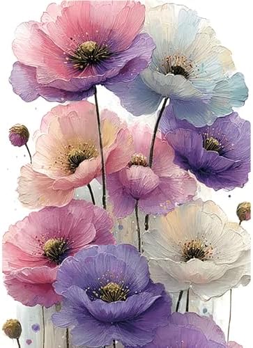 Xylogist Flowers Diamond Art Kits for Adults, Poppies Diamond Painting Kit