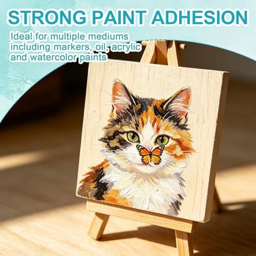 ESRICH 5x5 Inch Wood Panels, 6 Pack Square Craft Wood Canvas Boards, Blank Unfinished Wooden Art Board for DIY Art Creations Such as Painting, Acrylic Pouring, Resin, Burning, Collage, etc.
