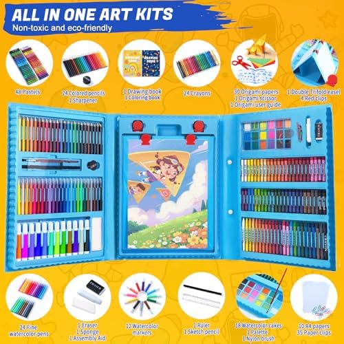 All in One Art Supplies Include Drawing Kit, Origami & Paper-Cutting Crafts