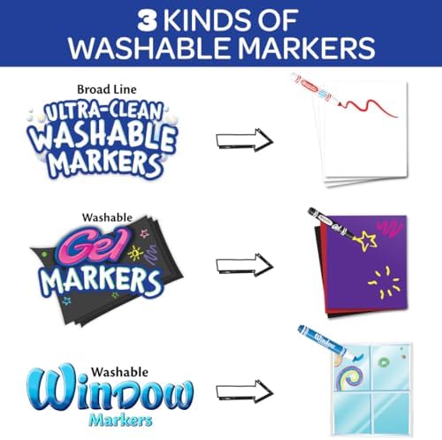 Crayola Washable Broad Line Marker Variety Set (64ct), Teacher School Supplies for Toddlers & Kids, Ultra-Clean, Window, & Gel FX Markers for Kids, 3+