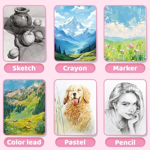 FLYING EAGLE Sketch Book, Square Hardcover Sketchbook for Kids, 10x10, Pink