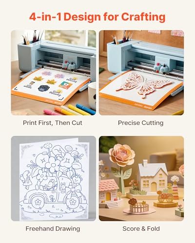 VEVOR Vinyl Cutting Machine, 12 in, Button-Controlled Vinyl Cutter, 20000+ Built-in Design Resources, Compatible with Mac, Windows, Android and iOS, for Creating Customized Crafts Cards, Home Decor