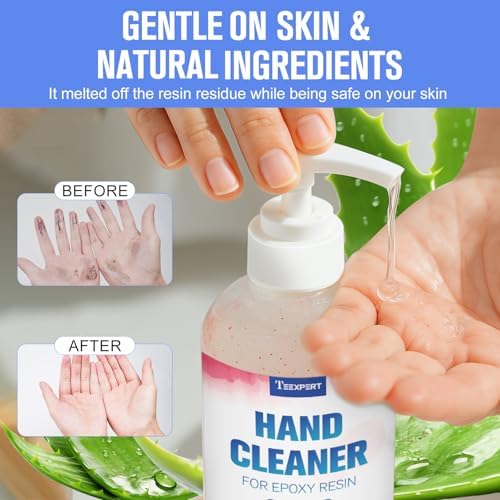 Teexpert Resin Remover Gel 8OZ Hand Cleaner For Epoxy Resin All-Natural Gentle & Moisturizing Hand Cleanser Ideal for Removing Uncured Resins Molds Tools