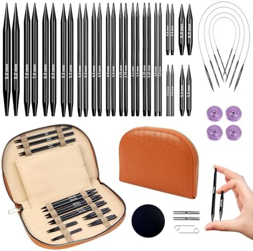Yarniss 15 Pairs Interchangeable Circular Knitting Needle Combo with Case