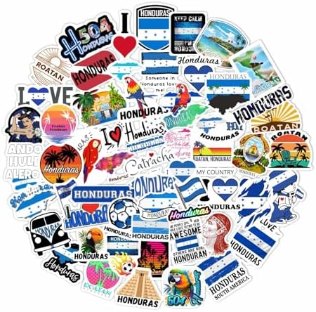 Honduras Stickers for Water Bottle and Laptop - Honduras Party Supplies & Decorations, Waterproof Vinyl Decals, Honduran Flag and Culture Stickers, Gifts for Women & Men