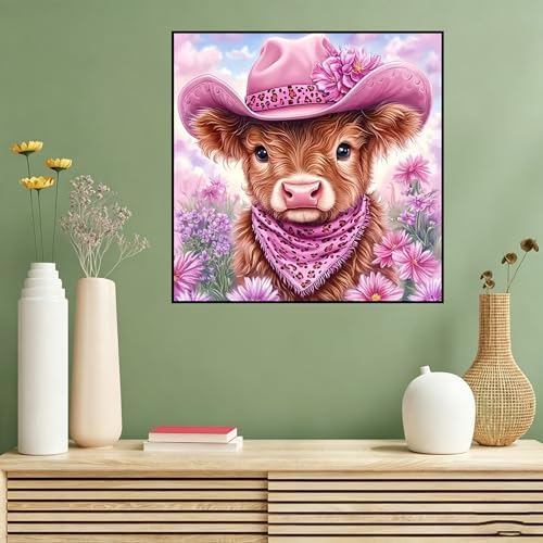 Benjenes Diamond Art Kit for Adults – Highland Cow Design