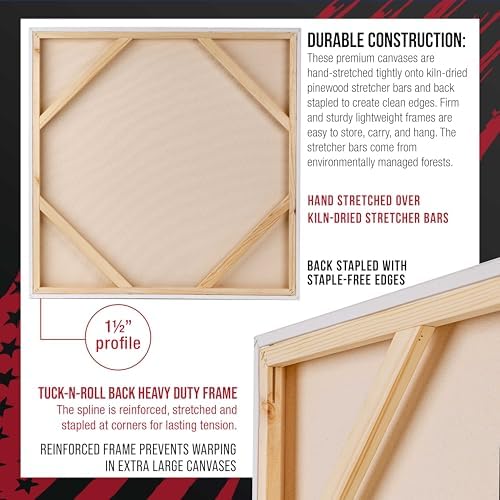 U.S. Art Supply 36"x36" Stretched Canvas for Painting, Gallery Depth 2-Pack | Rectangle 1-1/2" Thick - 17oz Acrylic Gesso Triple Primed, Professional Artist Quality, 100% Cotton - Oil, Pouring Paint