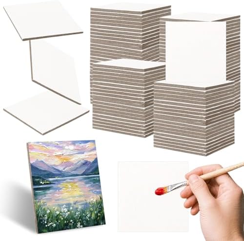 100 Pack Mini Canvas Boards for Painting, 2 x 2 Inch Blank Small Canvases with 2 mm Thin Panel Backing for Acrylic, Craft Projects, Classroom Art and Party Favors