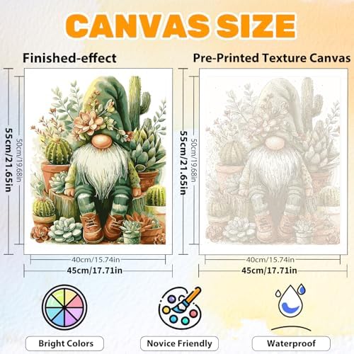 CRZMODE Gnome Paint by Numbers Kit for Adults, Plant Gnome Paint by Numbers for Adults, Acrylic Painting Crafts for Home Decor Gift (16x20inch)