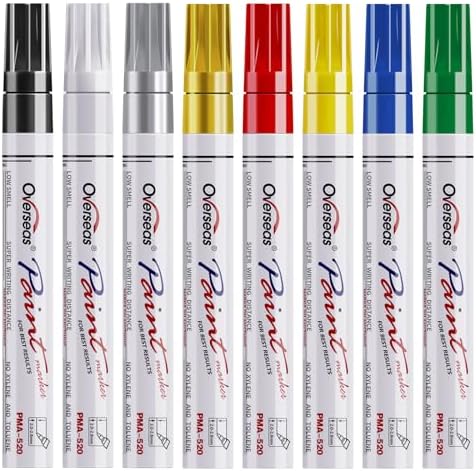 Overseas 8 Colors Paint Pens, Oil Based Permanent Paint Markers Medium Tip