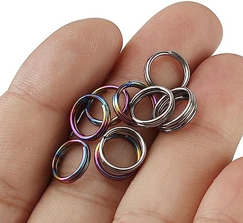 10Pcs Titanium Alloy Split Key Rings, Mini Keyrings Keychain, Sliver 10mm