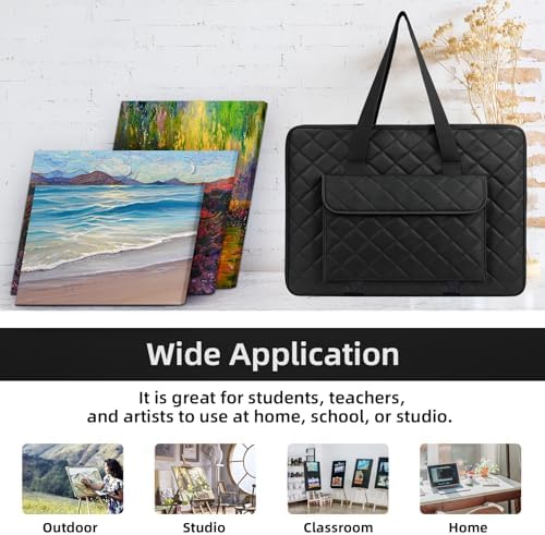 JJRING 24x36 Quilting Canvas Art Portfolio Case Bag, Black