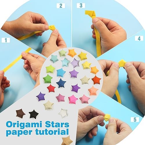 FoDau770 Solid Color Star Paper Strips - 1080 Sheet, 27 Colors