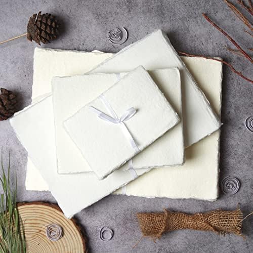 LEATHER VILLAGE Handmade Rough Textured Watercolor Paper 4x6 Inches, White