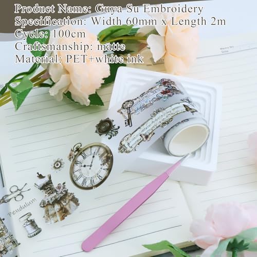 PET Tape Stickers for Journaling with Tweezers, Aesthetic Dreamy Smoke Ribbon Scrapbooking, Waterproof Transparent Washi Tape Stickers Gold Foil Decorative Decals for DIY Planner Crafts (3Pcs)