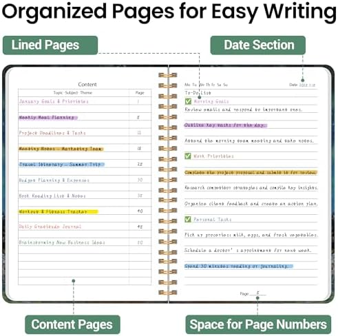 Lined Spiral Journal Notebook, A5 College Ruled Notebook for Note-Taking