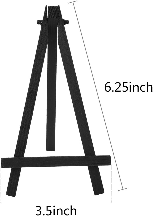 EBOOT 12 Pack 6.25 Inch Black Mini Wood Easels, Small Display Easel Stand for Painting Canvases, Art and Crafts, Tripod, Painting Party, Students Tabletop Easels, Portable Canvas Picture Sign Holder
