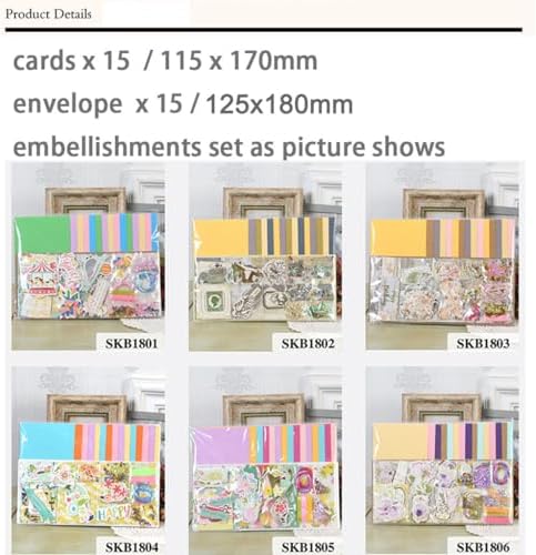 Huralona Greeting Card Making Supplies Envelope Kit Gift Anniversary Craft | Handmade DIY Card Kits 15 Cards 15 Envelopes with Accessories for Birthday Thanksgiving Christmas Wedding Invitation