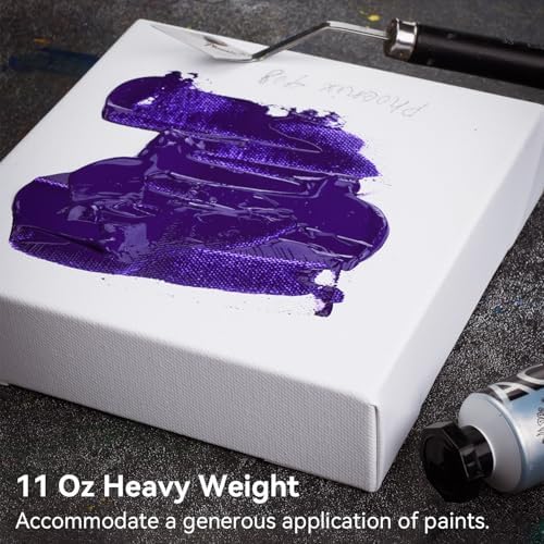 PHOENIX 4x6 Inch 4 Pack Gallery Canvas - Small 1.5 in Thick Canvases for Painting - Deep Edge 100% Cotton 11 Oz. Gesso Primed White Blank Professional Canvas Oil & Acrylic Paints