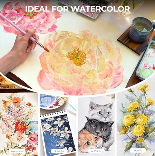 Nicpro 12pcs Round Watercolor Brushes, Aesthetic Pastel Paint Brush Set