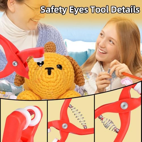 567Pcs Safety Eyes and Noses for Crocheting,1Pack Safety Eye Tool ，5 Size Safety Eyes & 6 Type Safety Noses with 300Pcs Washers,Safety Eye Set for Amigurumi,Stuffed Animals Safety Eyes