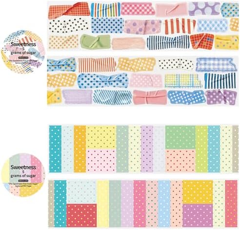 Colorful Polka Dot Washi Tape Stickers for Journaling Cute Striped Grid Dots Scrapbook Stickers Aesthetics Die-Cut Decorative Tape for Scrapbooking Junk Journal Phone Cases DIY Crafts Embellishments