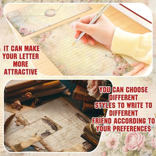 TaoBary 160 Pcs Vintage Stationery Paper and Envelopes Set, 8.5 x 11''