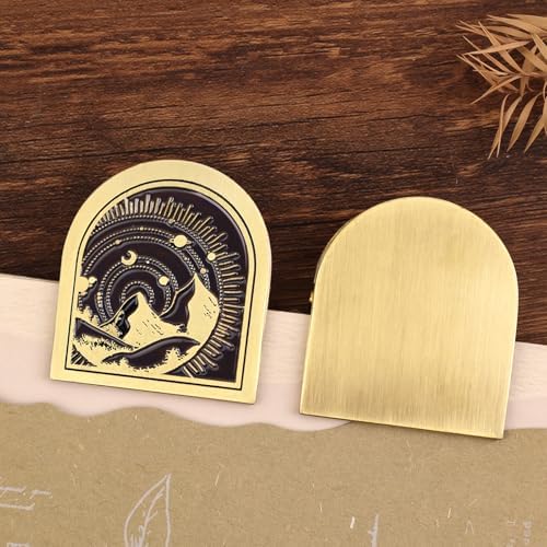 Dizdkizd Vintage Metal Clip for Journals, Planners, Notebooks, Brass Colored Book Clip Little Binder Clip for Page Holder, Book Mark - Mountain