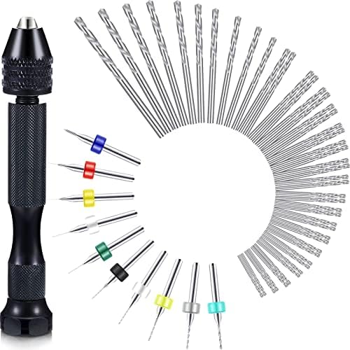 Mudder 57 Pcs Micro Drill Bits & Pin Vise Set 0.1-3mm, Black