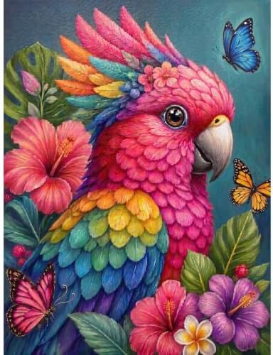 TOPCLTV Parrot Diamond Art Kits for Adults,Tropical Bird Diamond Painting