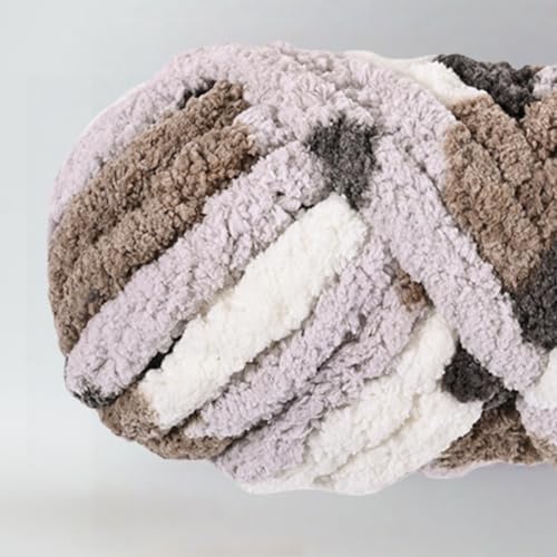 Chunky Chenille Yarn - Bulky Thick Fluffy Yarn for Crocheting and Knitting Blankets, Soft Plush Yarn, 8 Jumbo Pack 30.5 (Coffee Truffle)
