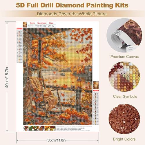YOLENIX Autumn Twilight Diamond Art Kits for Adult Diamond Painting Kit