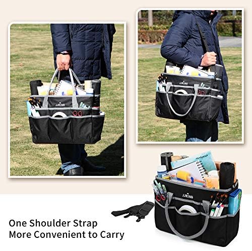 JJRING Large 600D Nylon Artist Organizer Tote Bag With 16 Pockets, Silver