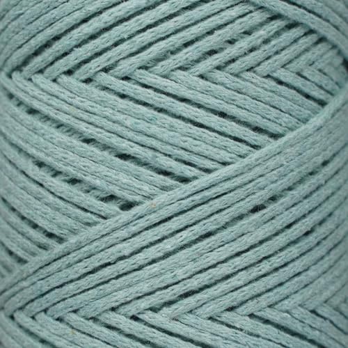 Makromecity, Cotton Macrame Cord 2mm x 195 Yards (590 feet) 2mm Recycled Cotton Crochet Yarn for Macrame Art & Crafts for Wall Hangings, Bags, Underplate, Rug (25 Colors Available) (Crepe Green)