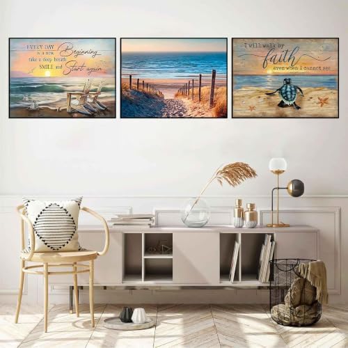 Lophomie 3 Pcs Diamond Art Kits for Adults, 5D Beach Diamond Painting Kits