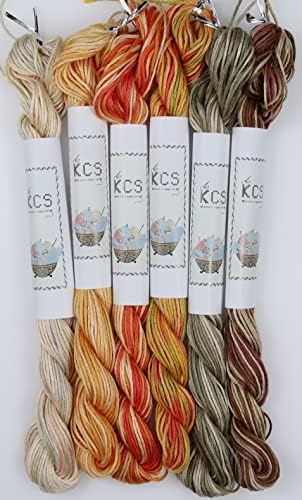 KCS Big skeins of 25 Meters Size 25 Color Variegated Cross Stitch Stranded Threads,6 skeins,13