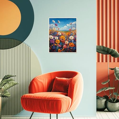Flowers Paint by Numbers Kit for Adults Beginner Floral Oil Painting Kit Adult Paint by Number Kits on Canvas Wildflower DIY Painting for Beginners Art by Numbers for Gifts Home Wall Decor 16x20 Inch