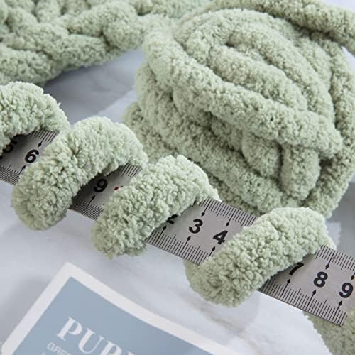 MABOZOO Assorted Chunky Yarn for Hand Knitting 8 Pack, Fluffy Jumbo Chenille Yarn, Soft Plush Yarn Bulky, Giant Thick Fuzzy Yarn for Arm Knitting, Cream & Khaki&Sage&Grey(31.7 yds,8 oz Each Skein)