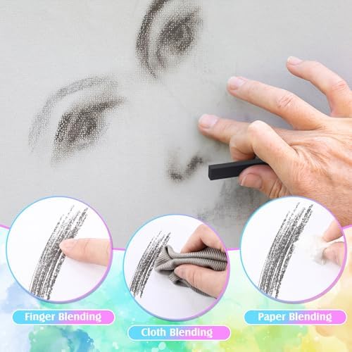 Watersay 24 Pcs Soft Pastel Drawing Chalk Set Square Sketch Chalk Non-toxic Artist Pastel Sticks for Professional Artists and Art Lovers(60 x 8 x 8 mm,Black)