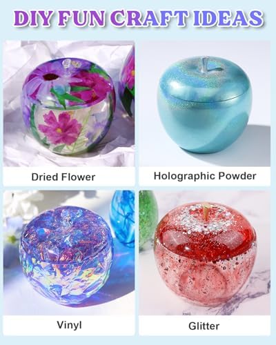 LET'S RESIN Resin Molds Jar, Apple Shaped Life-Size Silicone Jar Molds for Resin with Lid Stem, Fruit Ornaments Epoxy Resin molds for Resin Crafts, Resin Art, Christmas Decor, Gifts