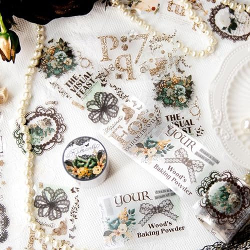 Alideco 6pcs PET Washi Tape Set Vintage Victorian Lace Washi Tapes for Journaling Scrapbook Stickers Decorative Tapes for Scrapbooking Bullet Journals, Planner, Arts & Crafts（leisianyequ