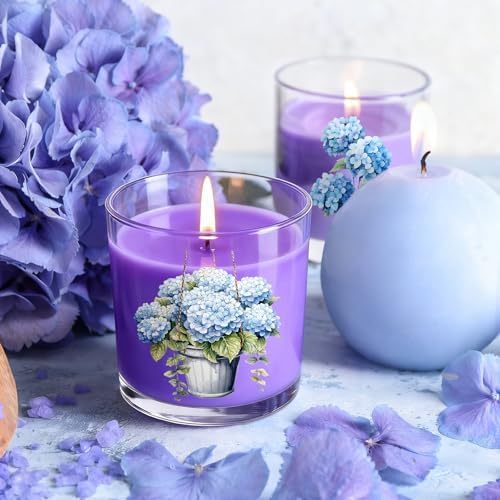 Ziliny 10 Pcs Christmas Hydrangea Glass Candle Jars Empty Containers Bulk 7 oz Glass Jars with Cork Lids Tins for Holiday Candle Making Storing Biscuits Tea Party Favors
